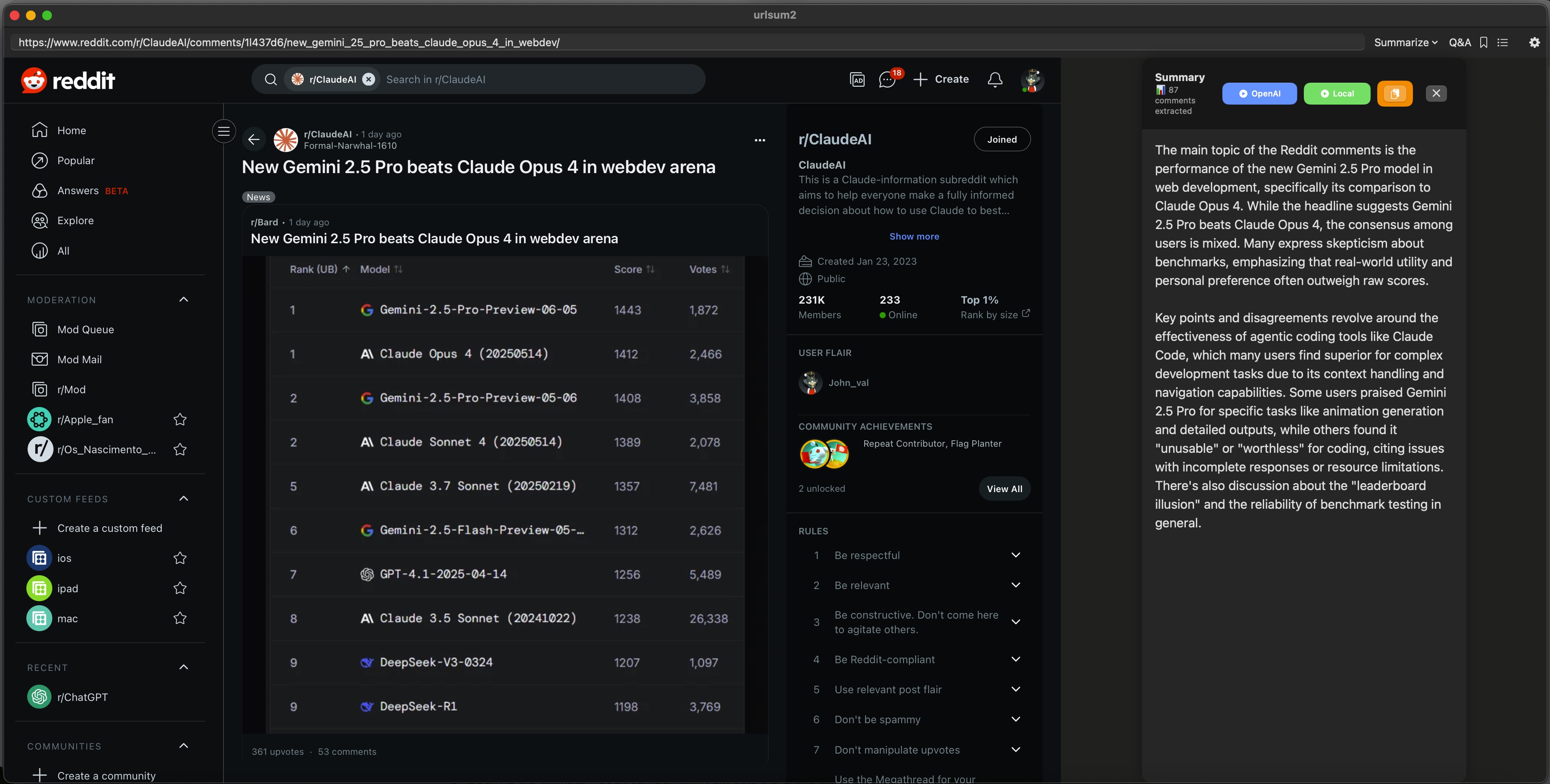 URLSum Main Interface