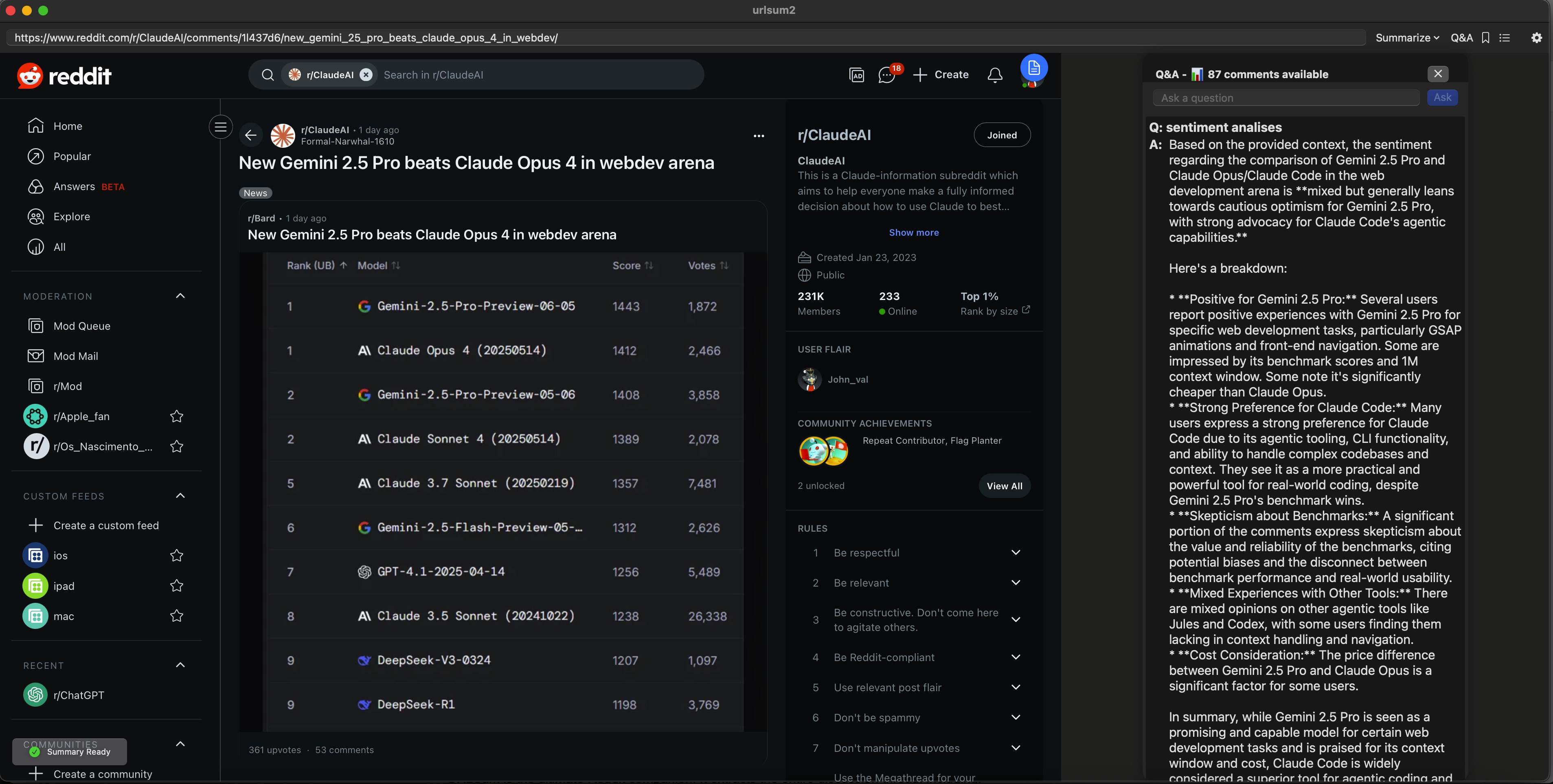 URLSum Summary View